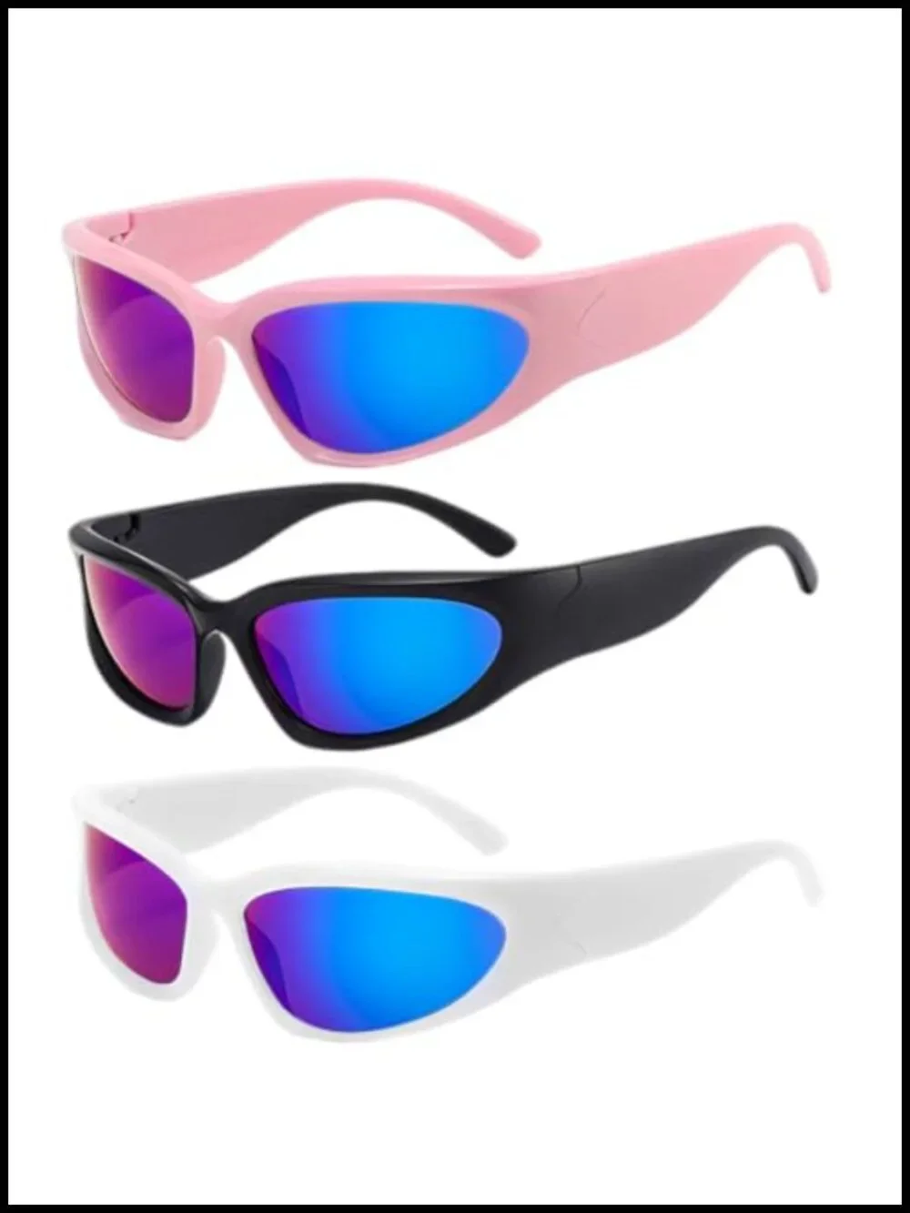 3-Piece Polarized Wrap Around Sunglasses UV400 Protection Sport Shades Unisex